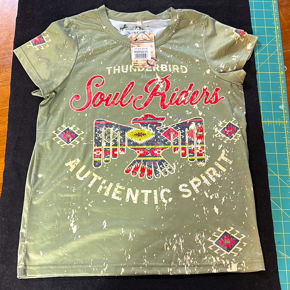 Vintage Montana West Shirt women’s Medium Thunderbird Soul Riders with tag